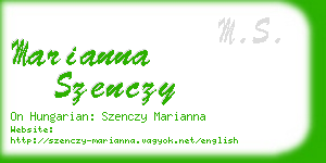 marianna szenczy business card